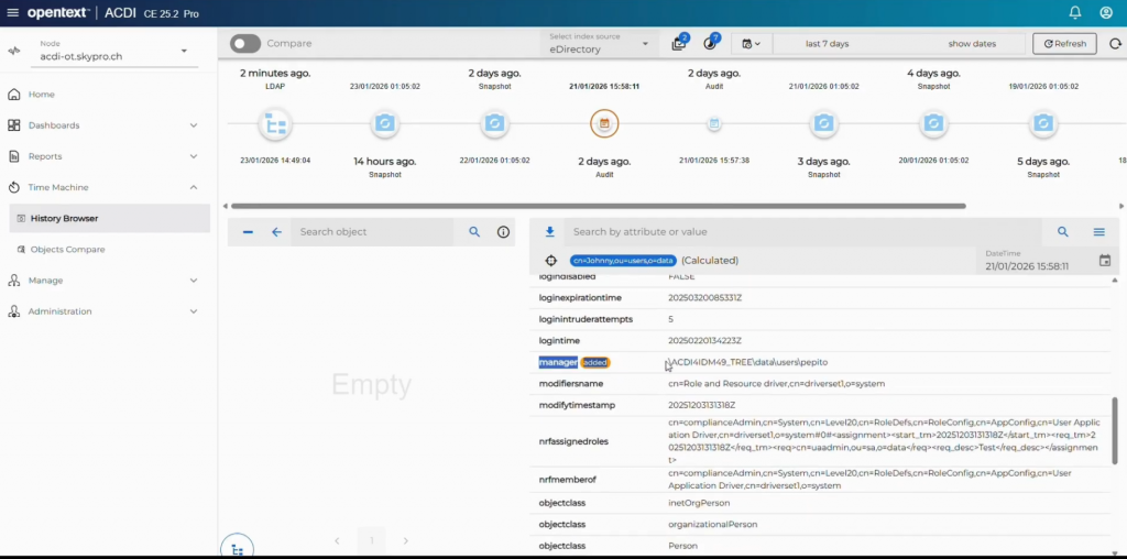Screenshot of ACDI Time Machine functionality